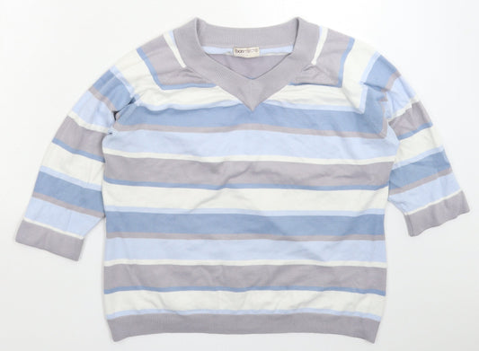 Bonmarché Womens Multicoloured Striped Knit Pullover Jumper Size L