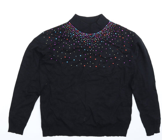 Peacocks Womens Black  Knit Pullover Jumper Size 10