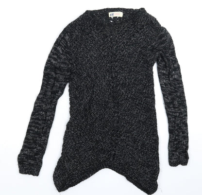 H&M Girls Black  Knit Pullover Jumper Size 9-10 Years