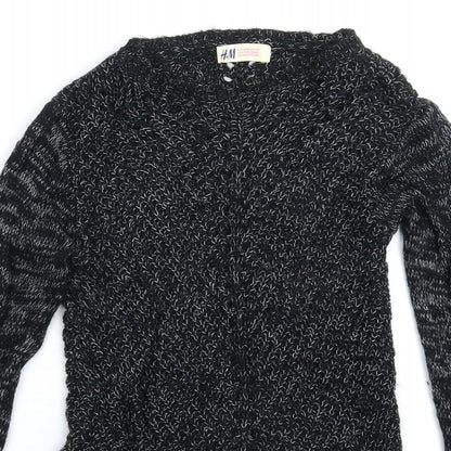 H&M Girls Black  Knit Pullover Jumper Size 9-10 Years