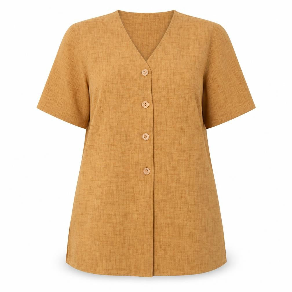 ELVI Womens Orange   Basic Button-Up Size 16