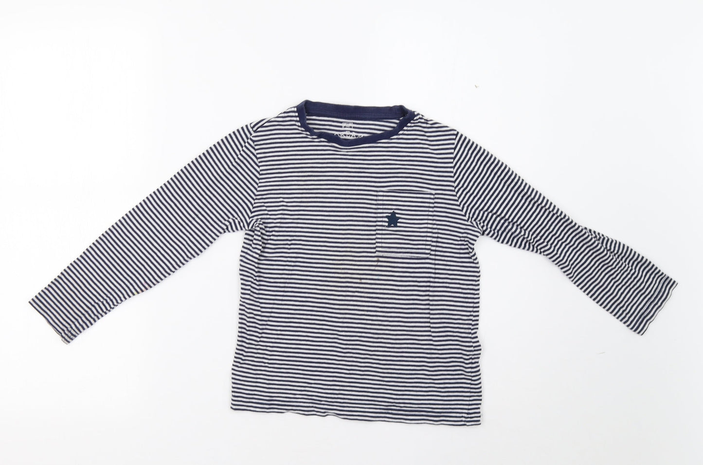 F&F Girls Blue Striped  Basic T-Shirt Size 6 Years
