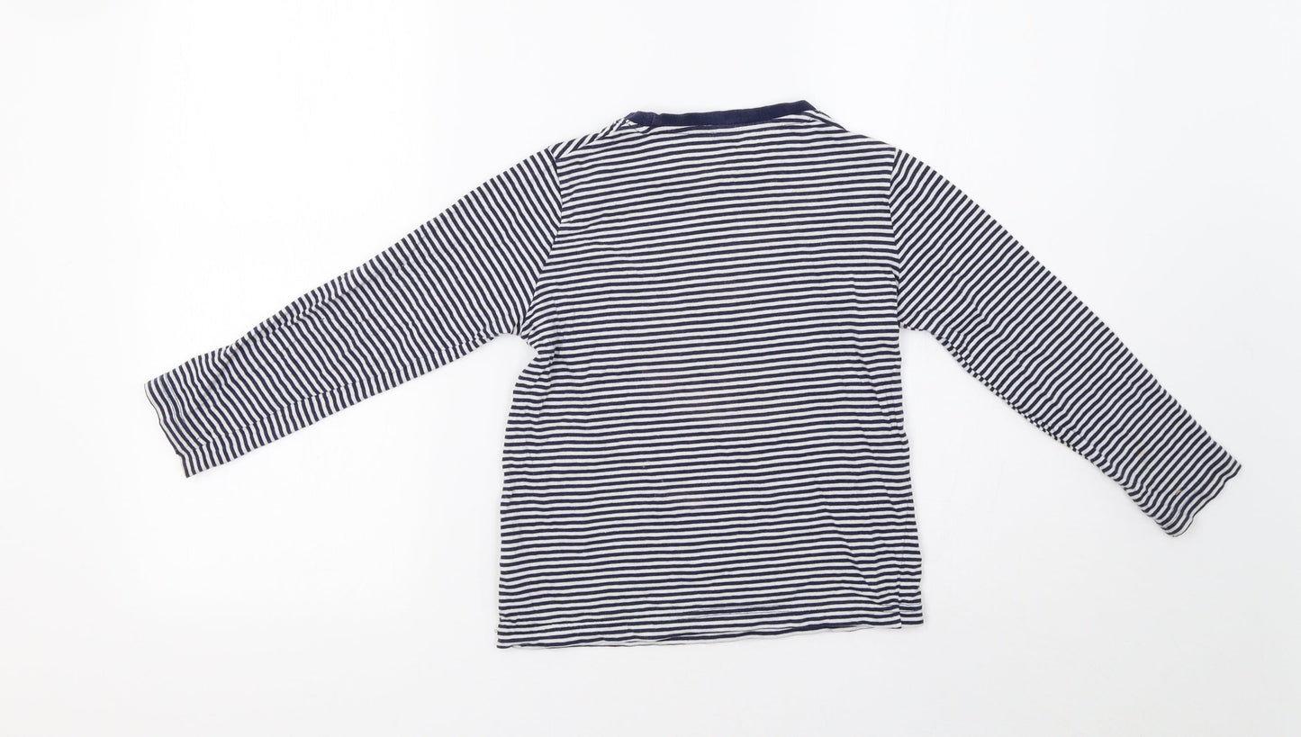 F&F Girls Blue Striped  Basic T-Shirt Size 6 Years