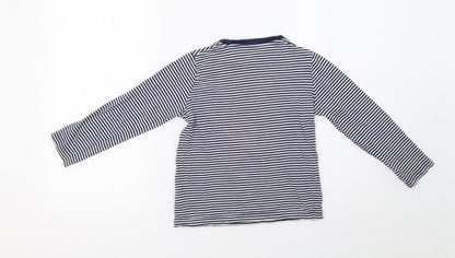 Back view of F&F girls’ blue striped basic t-shirt, size 6, years