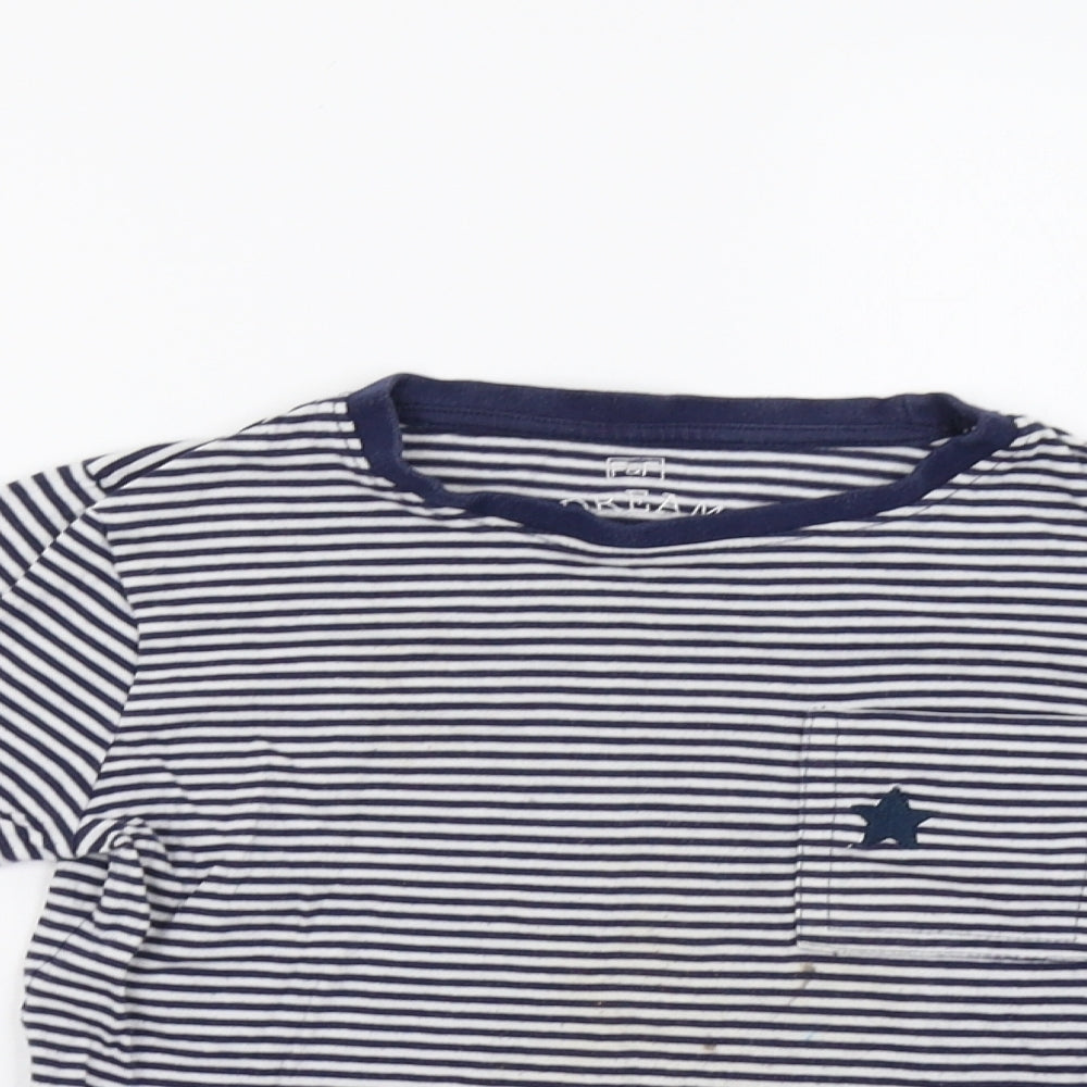 F&F Girls Blue Striped  Basic T-Shirt Size 6 Years