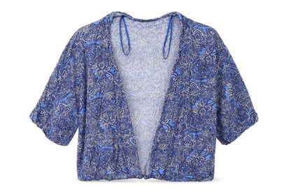 New Look Womens Blue Paisley  Overcoat Blazer Size 12