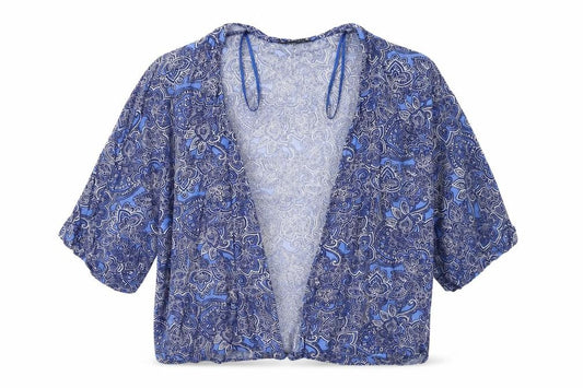 New Look Womens Blue Paisley  Overcoat Blazer Size 12