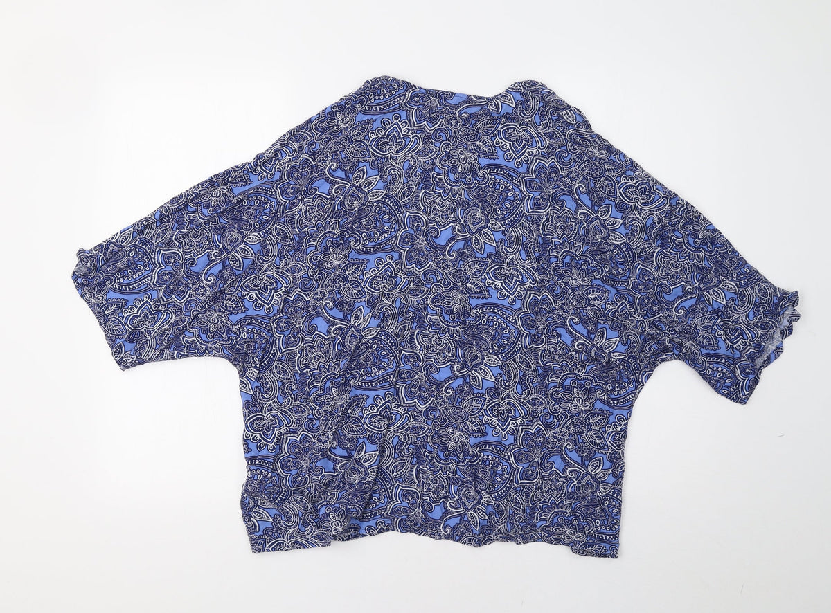 New Look Womens Blue Paisley  Overcoat Blazer Size 12