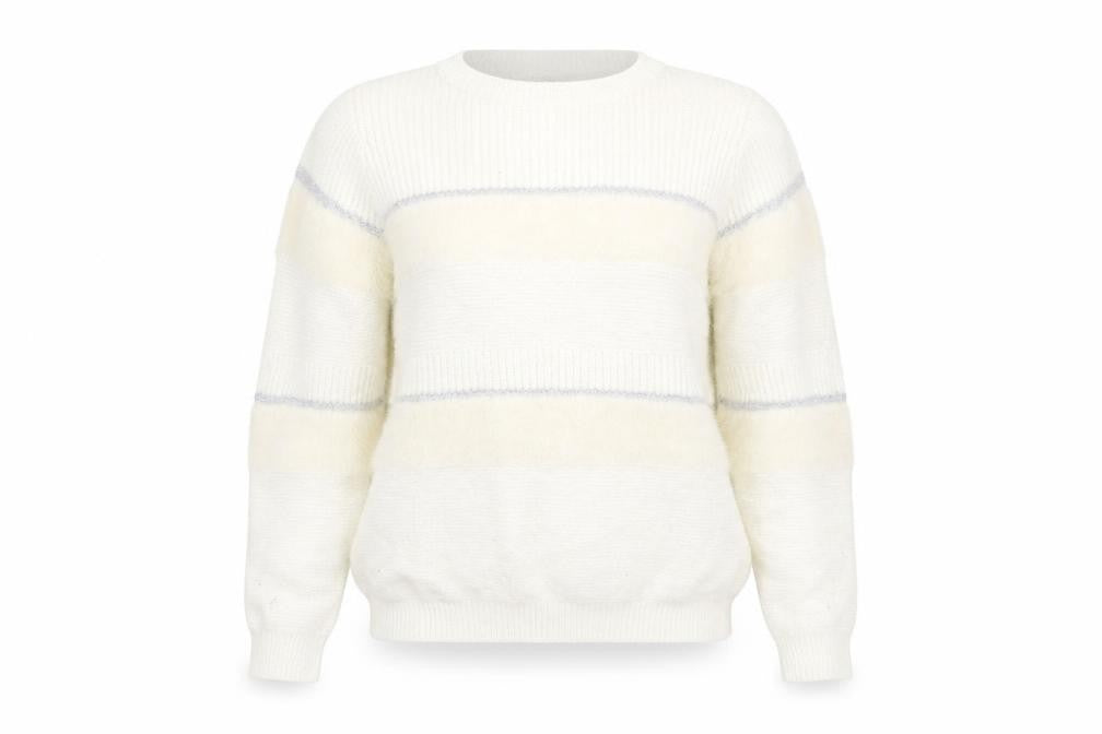 LC Waikiki Womens White Striped  Pullover Sweatshirt Size L