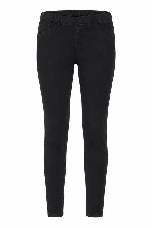 Front view of DENIM CO women’s black skinny jeans, size UK 6, 28-inch leg