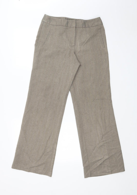 M&S Womens Brown Check  Dress Pants Trousers Size 10 L30 in