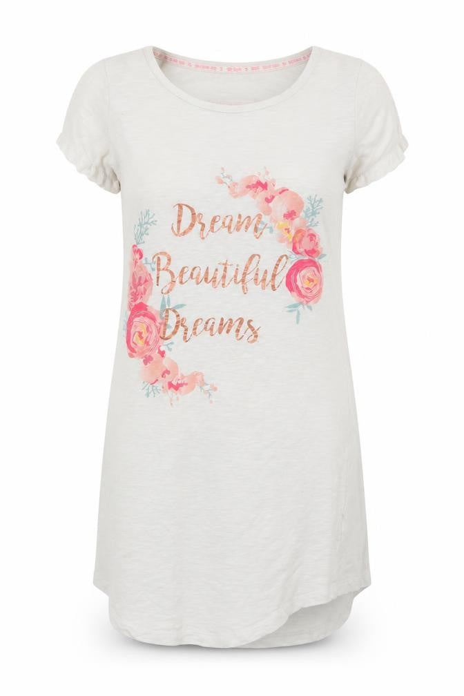 F&F Womens Ivory Floral   Nightshirt Size 4