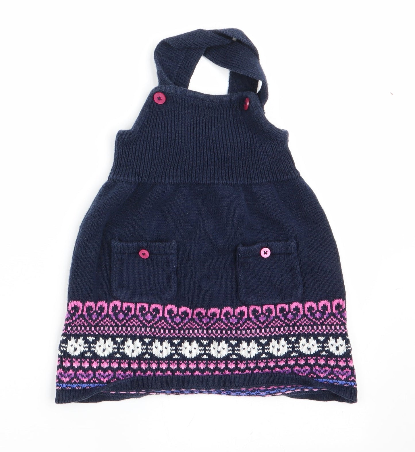 Preworn Girls Blue   Pinafore/Dungaree Dress  Size 12 Months