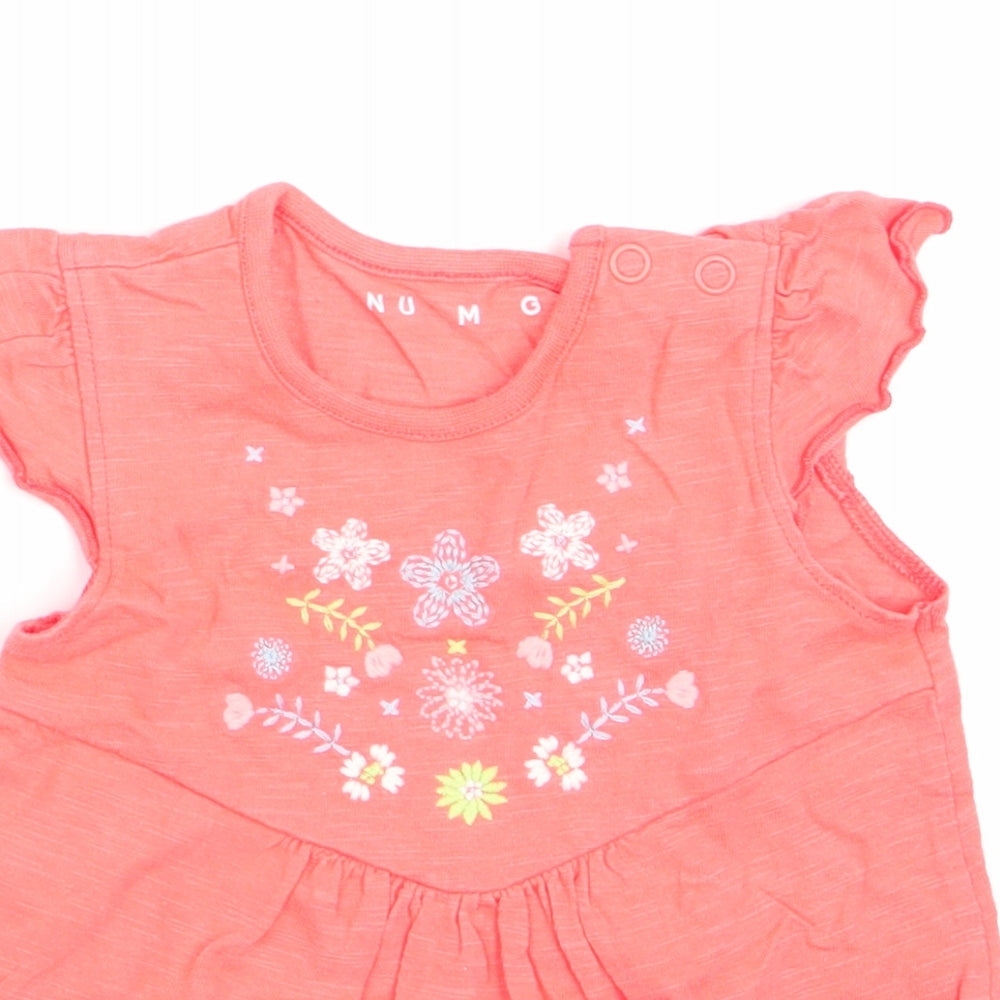 Nutmeg Girls Orange Floral  A-Line  Size 6-9 Months