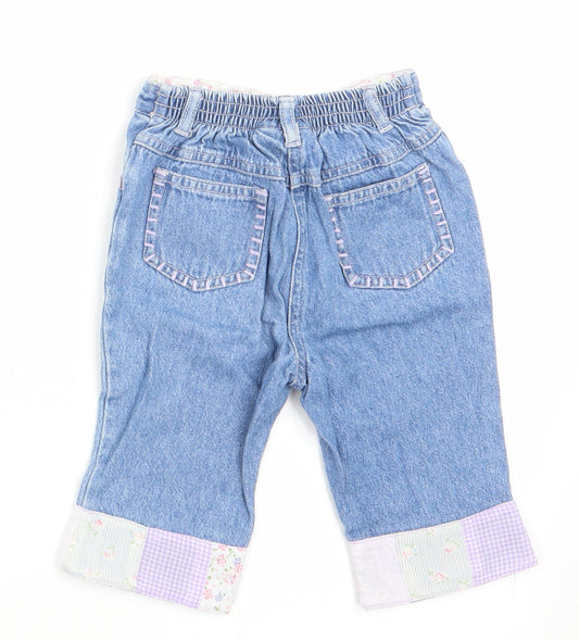 NEXT Girls Blue Floral  Cargo Jeans Size 6-9 Months