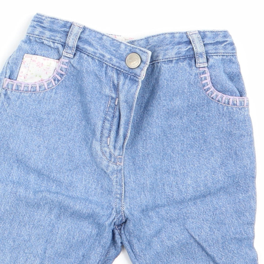 NEXT Girls Blue Floral  Cargo Jeans Size 6-9 Months