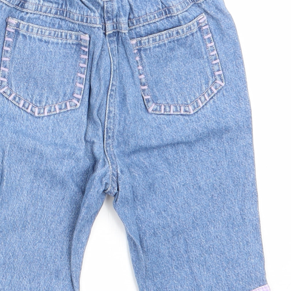 NEXT Girls Blue Floral  Cargo Jeans Size 6-9 Months