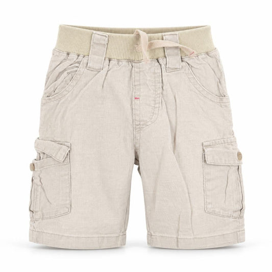 Front view of Mothercare boys’ beige cargo trousers, size 12-18, months