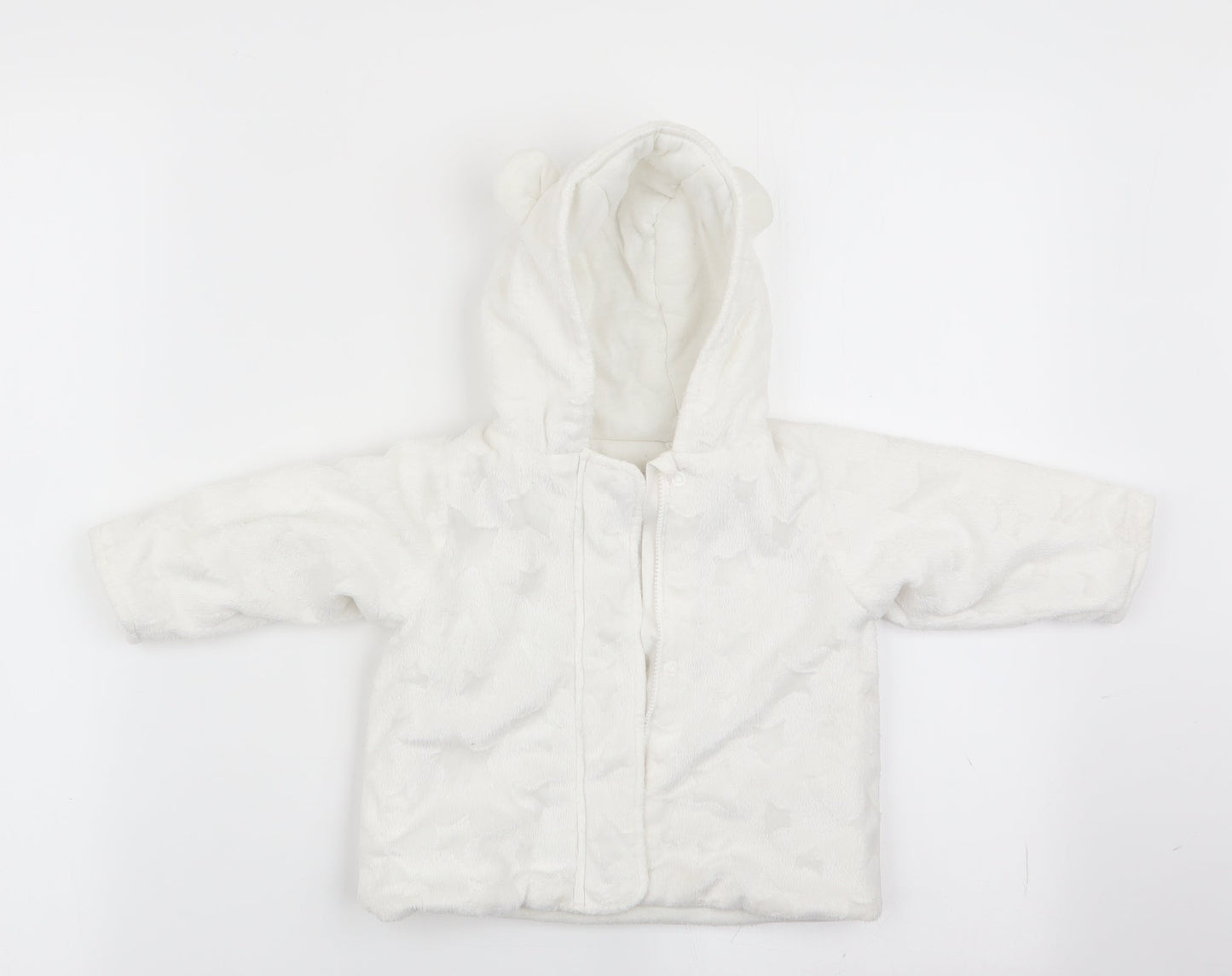 Babaluno Girls White Geometric  Overcoat Coat Size 3-6 Months