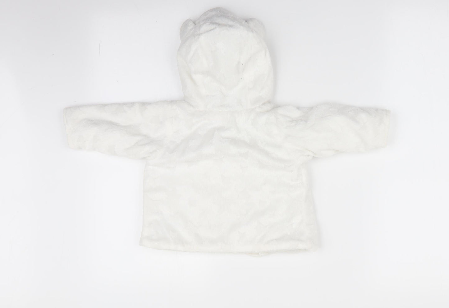 Babaluno Girls White Geometric  Overcoat Coat Size 3-6 Months