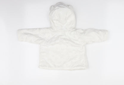 Back view of Babaluno girls’ white geometric overcoat coat, size 3-6, months