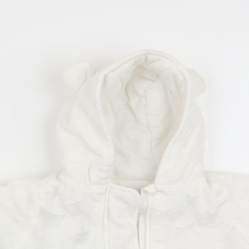 Babaluno Girls White Geometric  Overcoat Coat Size 3-6 Months