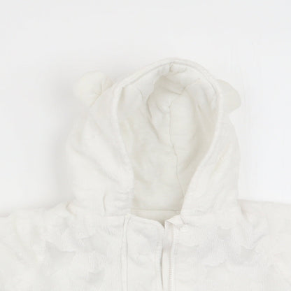 Close-up detail of Babaluno girls’ white geometric overcoat coat, size 3-6, months