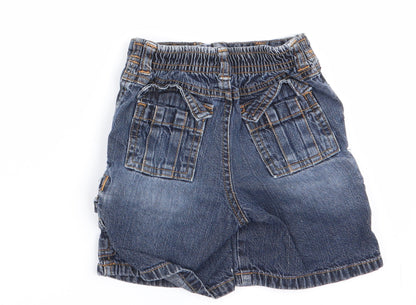 Back view of Gymboree boys’ blue cargo jeans, size 12-18, months