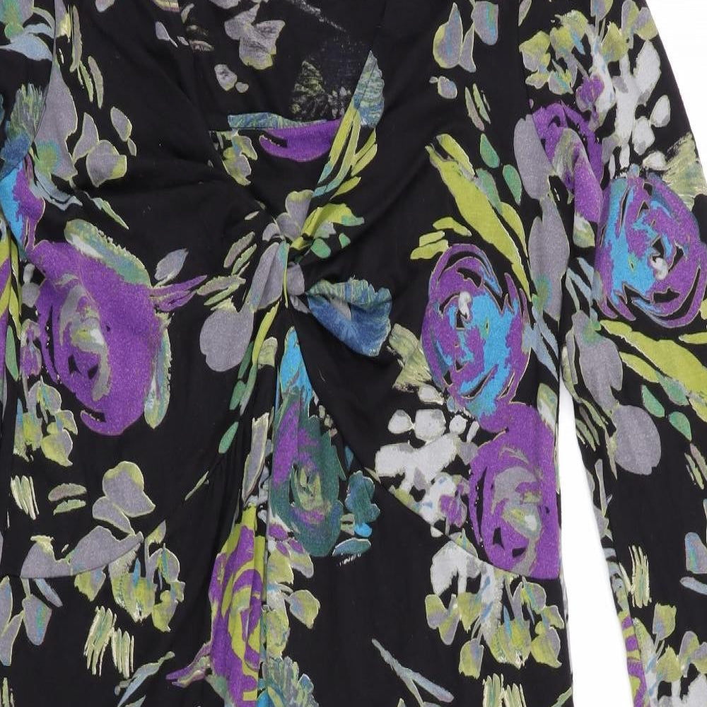 Adini Womens Black Floral  Bodycon  Size XS
