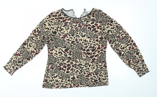 Oasis Womens Multicoloured Animal Print  Basic T-Shirt Size L