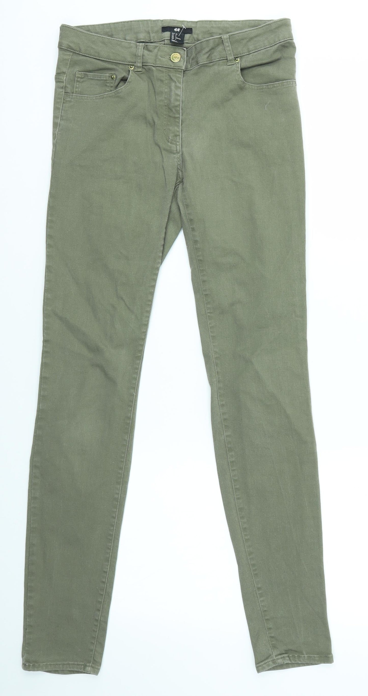 H&M Womens Green   Skinny Jeans Size 8 L29 in