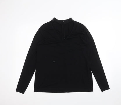 Additional front view of ASOS women’s black basic t-shirt, size UK 6