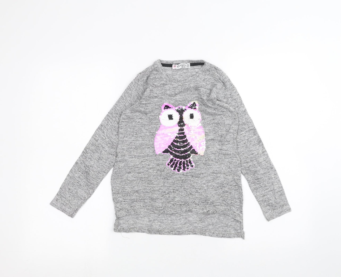 meybiy kids Girls Grey   Basic T-Shirt Size 9-10 Years