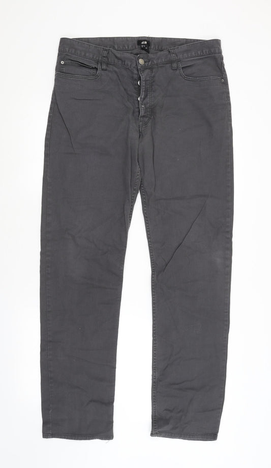H&M Womens Grey   Straight Jeans Size 6 L32 in