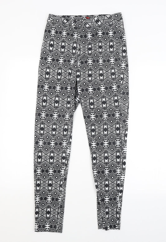 H&M Womens Multicoloured Argyle/Diamond  Trousers  Size 10 L28 in