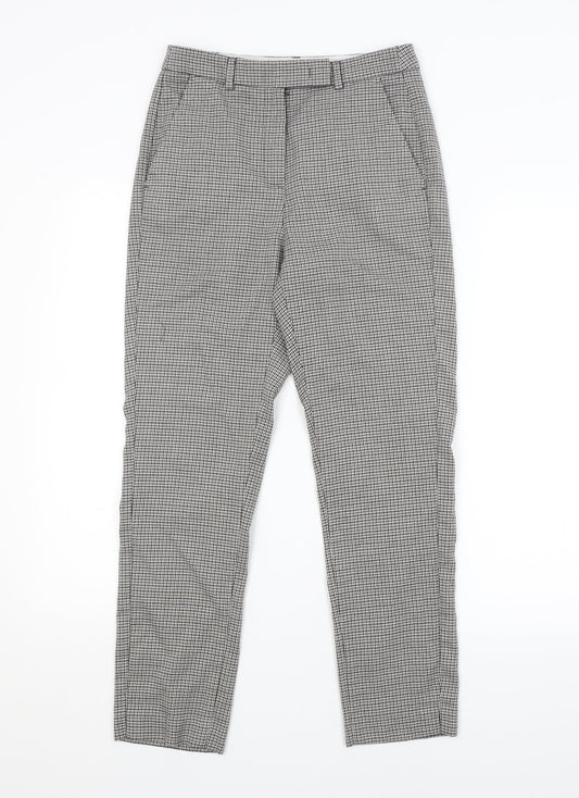 M&S Womens Grey Check  Trousers  Size 8 L26 in