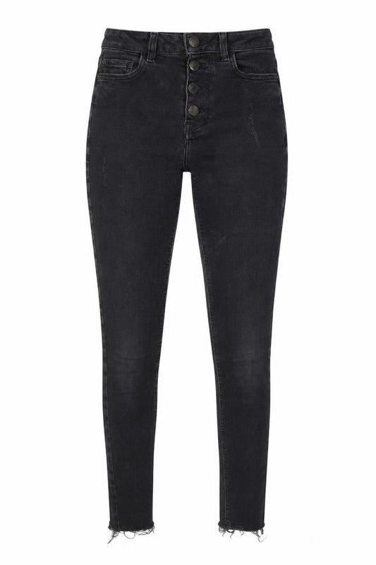 Front view of DENIM CO. women’s grey skinny jeans, size UK 6, 26-inch leg
