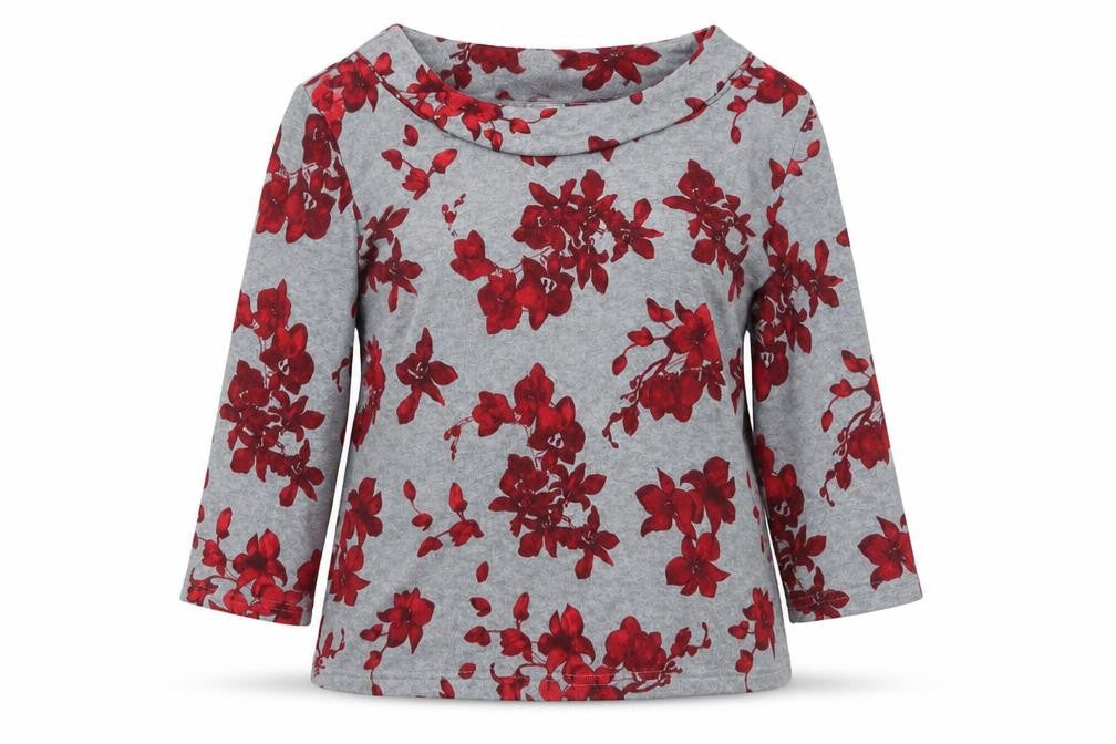 EWM Womens Grey Floral  Pullover Jumper Size 12