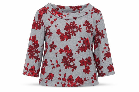EWM Womens Grey Floral  Pullover Jumper Size 12