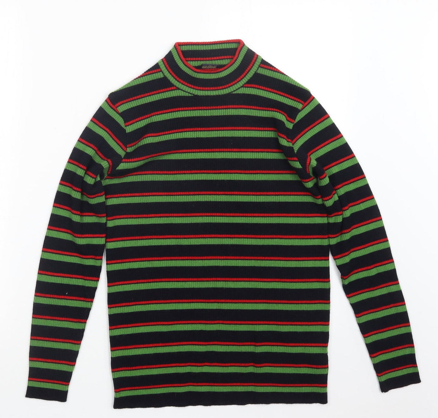 Classic Sports Womens Green Striped Knit Pullover Jumper Size 12