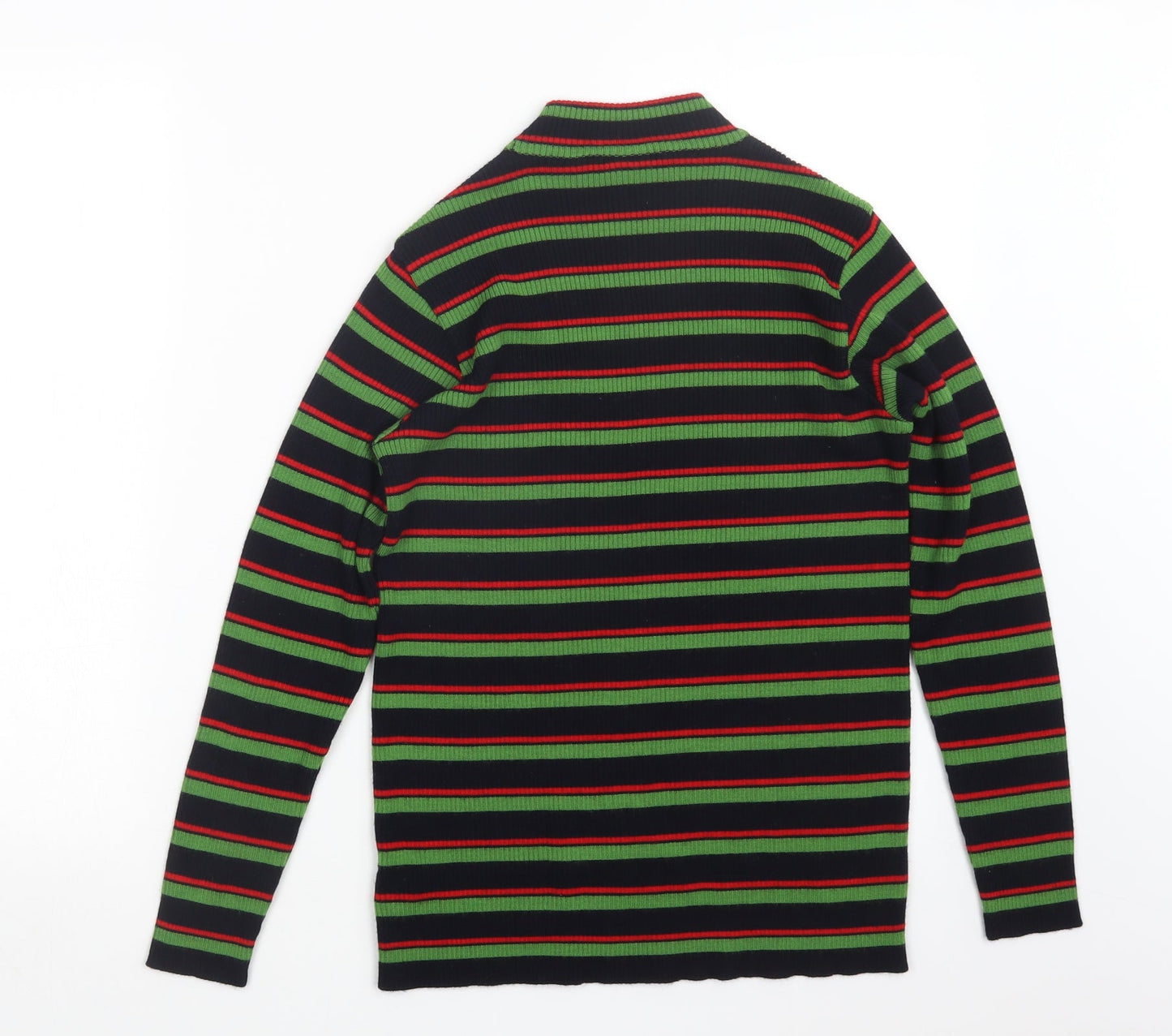 Classic Sports Womens Green Striped Knit Pullover Jumper Size 12