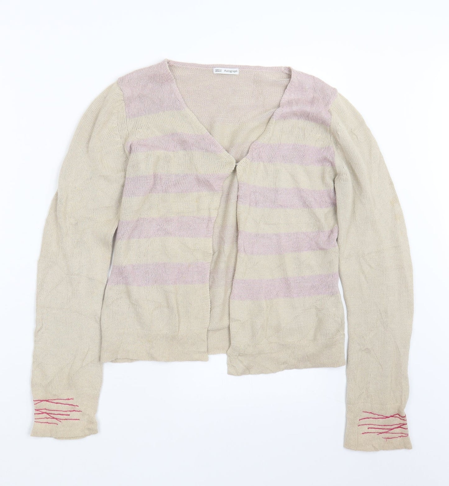 Autograph Womens Beige  Knit Cardigan Jumper Size S
