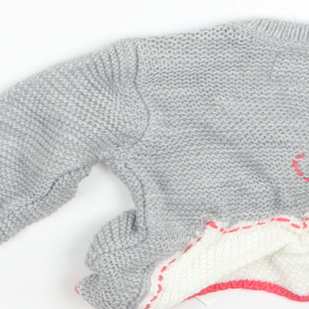 F&F Girls Grey  Knit Pullover Jumper Size 0-3 Months