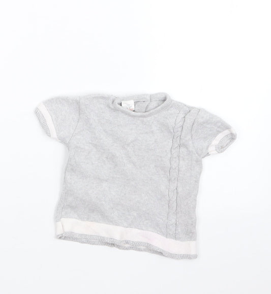 Preworn Girls Grey  Knit Pullover Jumper Size 12-18 Months