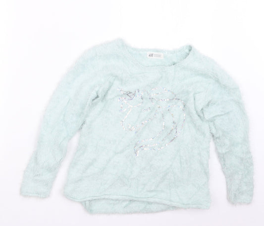 H&M Girls Green   Pullover Jumper Size 9-10 Years