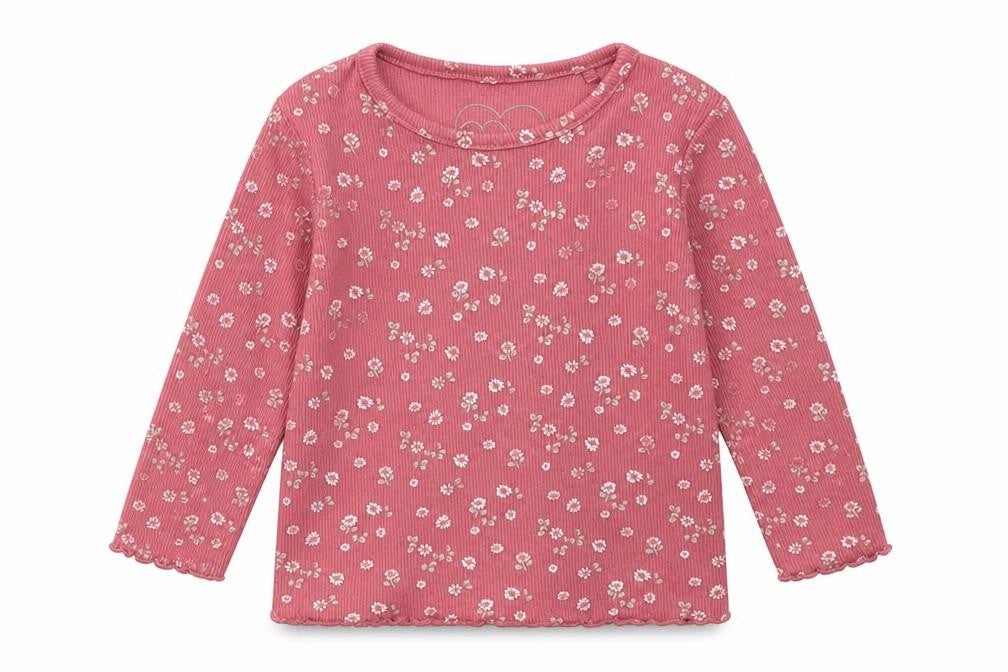 NEXT Girls Pink Floral  Basic T-Shirt Size 3-6 Months  - lettuce edging