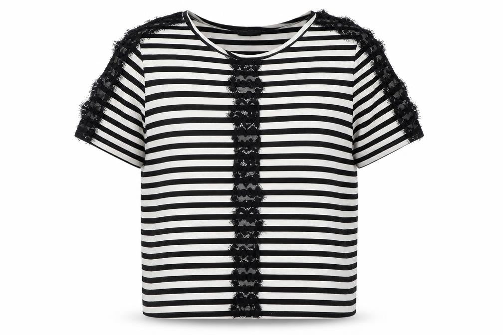 Topshop Womens Black Striped  Basic T-Shirt Size 10