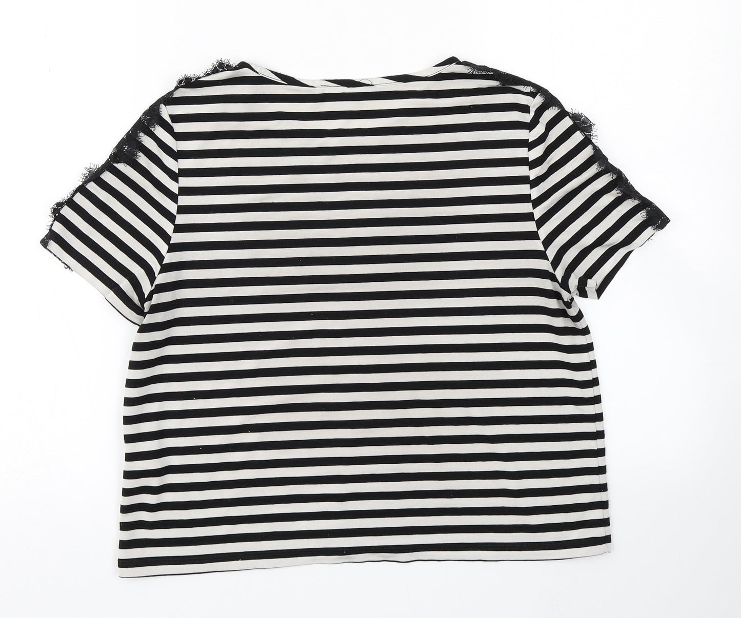 Topshop Womens Black Striped  Basic T-Shirt Size 10