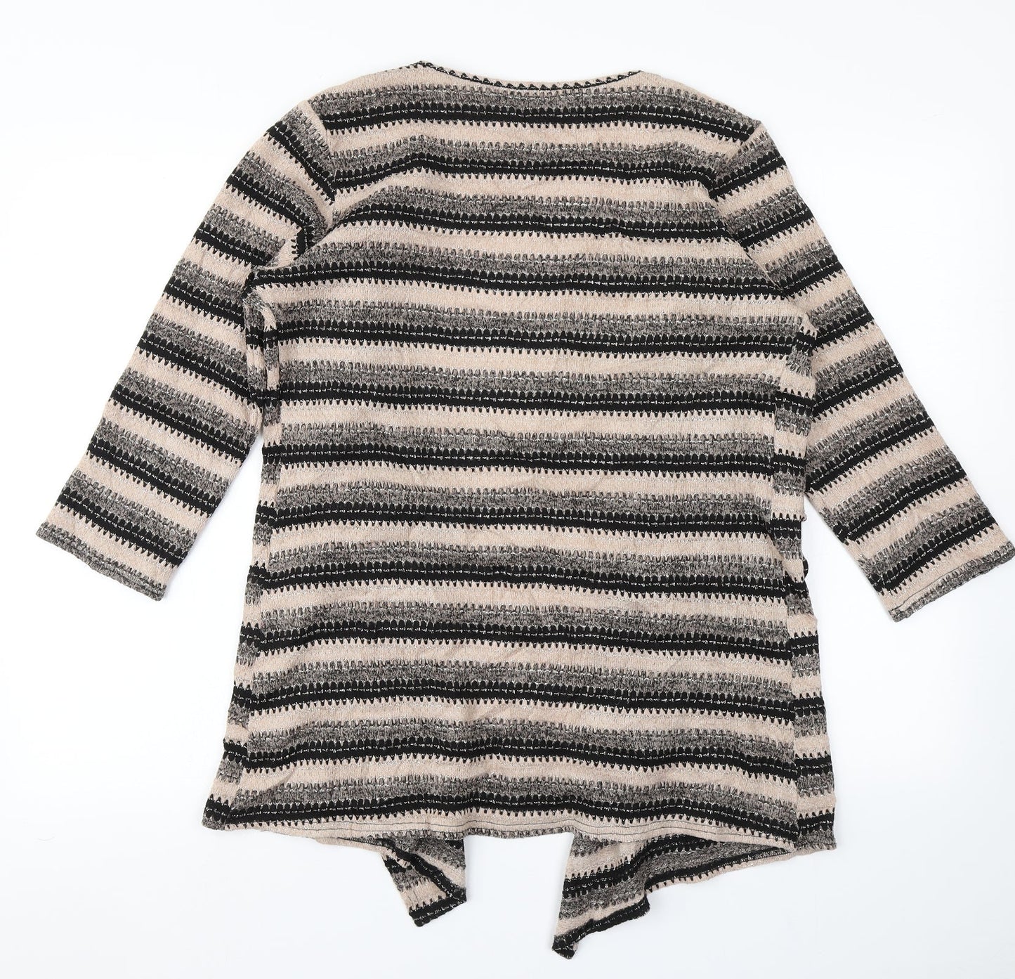 Talk Talk Womens Beige Striped Knit Cardigan Jumper Size 12