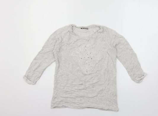 Caroll Womens Grey  Jersey Basic T-Shirt Size 8